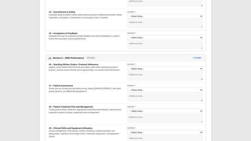 Rating Sections